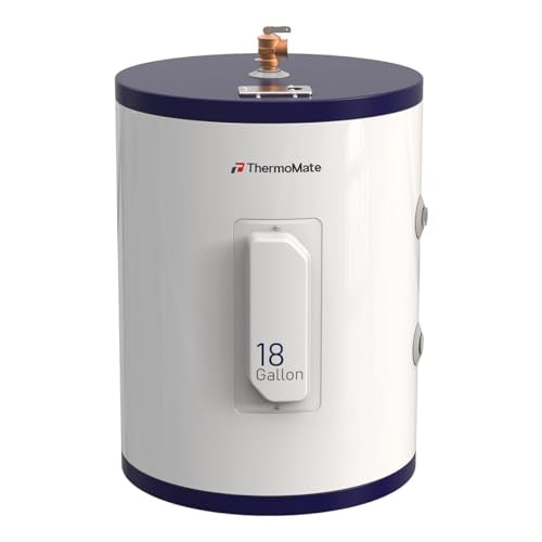 ThermoMate Tank Water Heater Electric, 18 Gallon Small Point of Use Residential Hot Water Heater for Washing & Shower, 120Volt 1500W Compact, Adjustable Thermostat, UL Listed - style: 18 Gallon