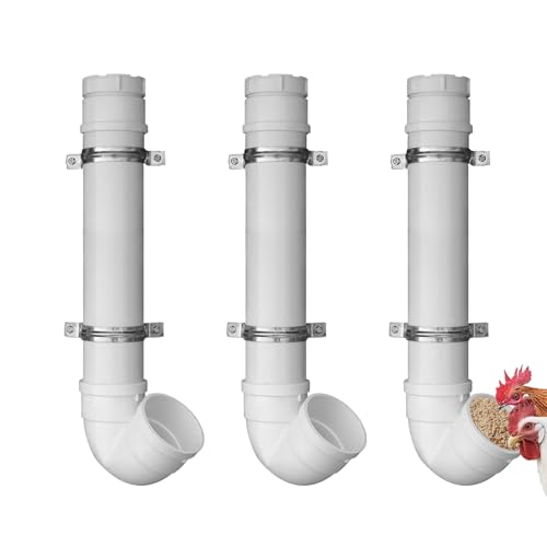 3 Pack PVC Chicken Feeder, 6 lb Capacity Automatic Chicken Feeder No Waste,Easy to Install and Clean for Chicken Poultry Feeder