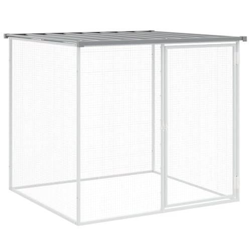 vidaXL Chicken Cage with Roof, Metal Chicken Coop, Chicken Run Animal House for Outdoor Farm Garden Lawn, Light Gray Galvanized Steel - color: Light Gray, size: 40.6"L x 38.6"W x 35.4"H