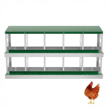 IDEALHOUSE Chicken Nesting Box, Galvanized Steel Laying Box with Rustproof & Roll-Away Egg Design, for Hens, Green 10 Compartment No Bracket - color: Green, size: 10 compartments (without bracket)