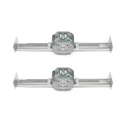 Saf-T-Brace for Ceiling Fans, Mounting Bracket with Adjustable Bar Hanger, 1-1/2'' Deep, 2 1/2'' Knockouts, Fits 16-24in Joist Spaces, Electrical Box for Fan/Light Fixtures(2 pack) - size: 2 Pack