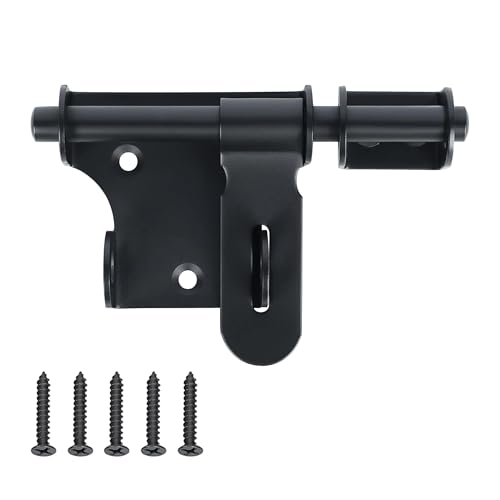 Alise 4 Inch Heavy Duty Slide Bolt Latch,Stainless Steel Barrel Bolt Latch with Padlock Hole, Safety Gate Latch for Wooden Fence/Outdoor Fence/Shed Door Black MS320U-B - color: Black, size: 4 Inch-201
