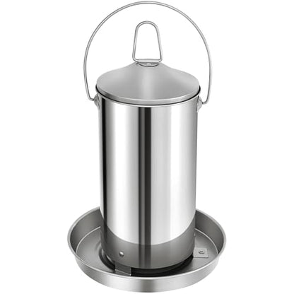 RYFT Automatic Chicken Feeder 3KG/6.6lbs, Stainless Steel Poultry Feeder, Heavy Duty Thickness 0.035 in / 0.9 mm, with Handle, Top Filled, Durable and Rust Resistant - size: 6.6lbs