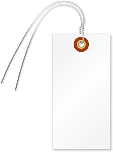 SmartSign Blank Tyvek Shipping Tags with Wire, Size #5 | 4 3/4" x 2 3/8", Pack of 100, White - color: White - Metal Wires, size: 4 3/4" x 2 3/8" - 100 Tags