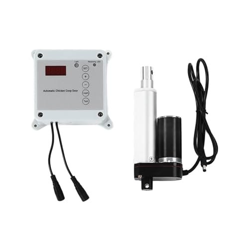 Automatic Chicken Cage Door Opener, Timing Photosensitive Remote Control Kit with Light Sensor and Weatherproof Timer for 9in to 39in Doors up to 44lb (US Plug 100 240V)
