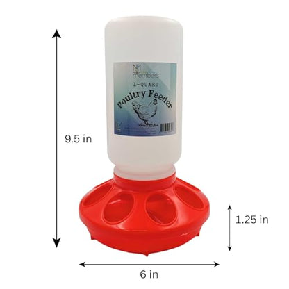 Chicken Waterer and Feeder Set | 1 Quart Poultry Drinker and 1 Quart Poultry Feeder Combo | for Chickens, Ducks, Turkeys, Ducklings, Quail, Baby Chicks and More - size: 1 Quart Feeder and 1 Quart Drinker