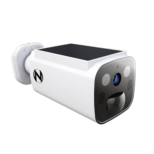 Night Owl 2K Battery Solar Powered Camera with Spotlight and 2-Way Audio – White