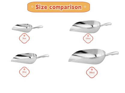 Heavy-Duty Cast Aluminum Kitchen Scoop - Rust-Proof, Ergonomic S-Handle Ice Cube Endurance Scoopfor Ice, Candy, Popcorn, Coffee Beans, Flour & Pet Food - Commercial-Grade Durable Design (L（24oz）) - size: L（24oz）