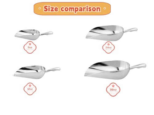 Heavy-Duty Cast Aluminum Kitchen Scoop - Rust-Proof, Ergonomic S-Handle Ice Cube Endurance Scoopfor Ice, Candy, Popcorn, Coffee Beans, Flour & Pet Food - Commercial-Grade Durable Design (S（5oz）) - size: S（5oz）