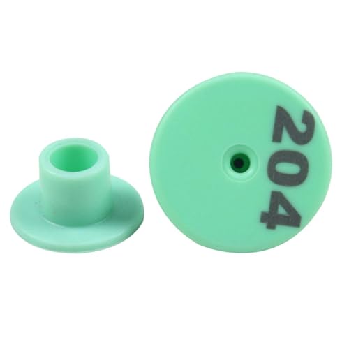 Pre-Numbered Livestock Ear Tags 001-900, Round Plastic ID Tags for Pigs Goats Sheep - Farm Animal Identification Markers(Green,801-900) - color: Green, size: 801-900