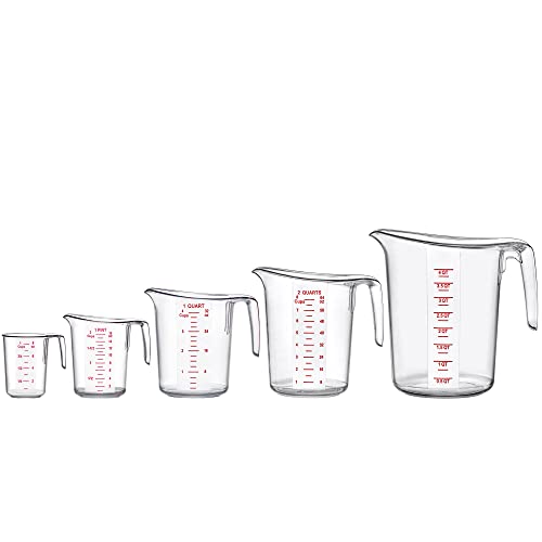 Amazing Abby - Melissa - Plastic Measuring Cups (5-Piece Set), Food-Grade Measuring Jugs, 1/2/4/8/16-Cup Capacity, Unbreakable, Stackable, Dishwasher-Safe, Great for Oil, Vinegar, Flour, and More - style: 5-Piece Set (1/2/4/8/16-Cup)