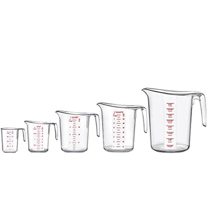 Amazing Abby - Melissa - Plastic Measuring Cups (5-Piece Set), Food-Grade Measuring Jugs, 1/2/4/8/16-Cup Capacity, Unbreakable, Stackable, Dishwasher-Safe, Great for Oil, Vinegar, Flour, and More - style: 5-Piece Set (1/2/4/8/16-Cup)