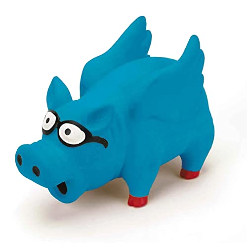 MPP Flying Grunting Pig Dog Toy Durable Latex Choose Blue Pink or Set of Both Colors (Blue) - color: Blue