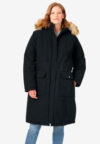 Woman Within Plus Size The Arctic Parka In Extra Long Length - color: Black, size: 18-20