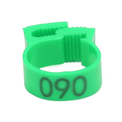 100PCS 20mm Chicken Leg Bands, 001 to 100 Numbered Colorful Chicken Birds Poultry Identification Leg Bands for Chicks Ducks Pigeons Goose Quail Yellow (Green) - color: Green