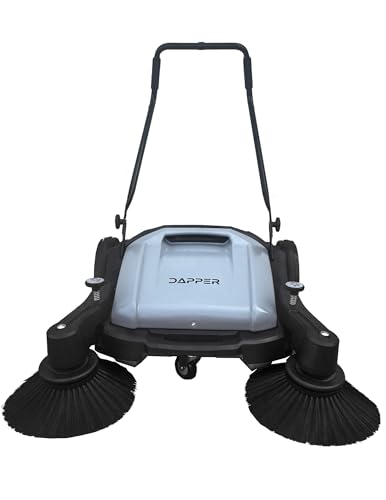Dapper Supply Walk-Behind Outdoor Hand Push Floor Sweeper - 10.5 Gallon Capacity - 36" Sweeping Width - Sweeps up to 39,500 ft/Hour, Grey - size: 36"