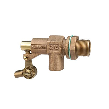 Watts 750 Series 3/4" Bronze Heavy Duty Float Valve, Female NPT Threaded Inlet, Machined Flange, Serrated Arms, Replaceable Seals, Locknut & Gasket for Bulkhead Mount, Max Working Temperature 180° F