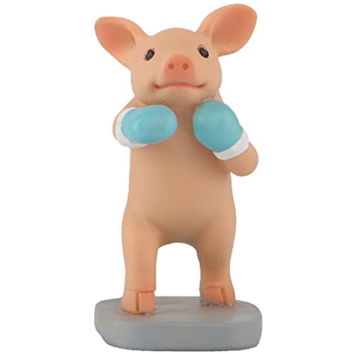 Pig Statue Mini Pig Figurine, Resin Home Decor, Lucky Animal Garden Statue for Micro Landscape (Pig Boxer) - color: Pig Boxer