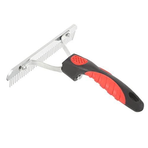 Ergonomic Rubber Handle Horse Grooming Comb with Metal Teeth Durable Rust Horse Cleaning Rake for Shedding Mud and Loose Hair Comfortable Non Slip Grip for Fur Removal and Improved