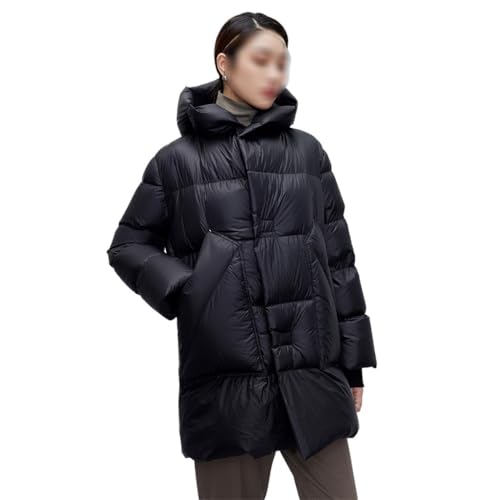 Women's Winter Windproof Down Jackets Goose Jacket for Women Black Mid Length - size: Medium