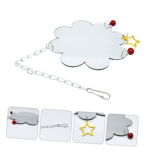 Abaodam Chicken Mirror Toy Bell Acrylic Hanging Mirror for Chickens and Birds PET Accessories for Poultry Cages and Bird Playtime