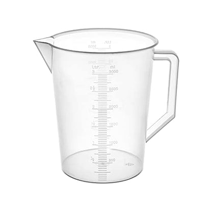Aicosineg Measuring Cups 3000ml Plastic Graduated Cup PP Graduated Beaker Clear Scale Cup Liquid Measuring Mixing Cup Graduated Plastic Measuring Cup with Handle and Spout for Lab Kitchen Transparent