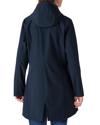 Outdoor Ventures Women's Lightweight Waterproof Fleece Lined Hooded Softshell Rain Jacket, Warm Windbreaker Long Coat - color: Dark Navy, size: X-Large
