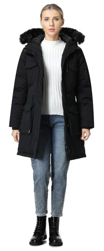 MOERDENG Women's Long Winter Coat Thickened Down Alternative Jacket Warm Puffer Jacket Waterproof Parka