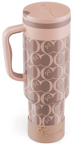 40 oz Insulated Tumbler with Handle and Push-Button Straw Lid, Stainless Steel Travel Cup for Gym Office, Leakproof, BPA-Free, Cup Holder Friendly, Bow Silicone Boot, Brown (C’ Espresso) - color: C’ Espresso