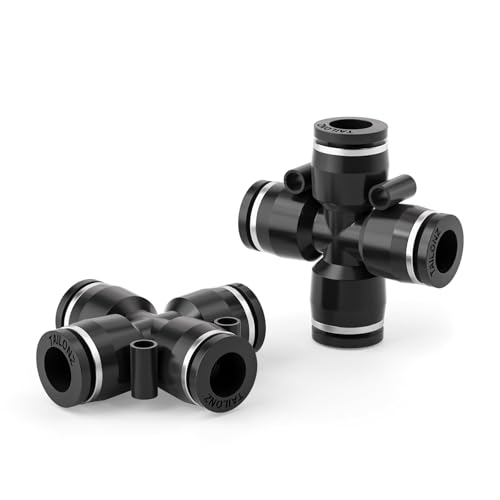 TAILONZ PNEUMATIC 4 Way 5/16 Inch OD Straight Push Fittings Plastic Quick Release Connectors Air Line Fittings PZA-5/16 (Pack of 5) - color: Black-4 Way, size: 5/16''OD 5PCS