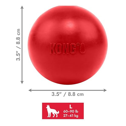 KONG Ball with Hole - Durable Dog Fetch Toy for Training, Interactive Playtime & More - Classic Natural Rubber Ball - Red - for Large/X-Large Dogs - size: Large
