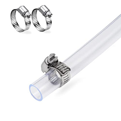 DAVCO 3/4" ID - 100 ft Clear Vinyl Tubing, Low Pressure Flexible PVC Tube, Heavy Duty UV Chemical Resistant Lightweight Plastic Vinyl Hose, BPA Free and Non Toxic, with 2 Stainless Clamps - size: 3/4"ID, style: 100 Feet