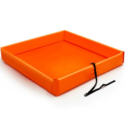 Wettarn Folding Duck Pond 4' x 4' Portable Spill Containment Berm Wall Containment Berm (Orange) - color: Orange, size: 4*4ft