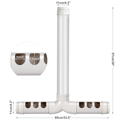 PVC Chicken Feeder No Waste 13lbs Automatic Poultry Chicken Coop Feeder 6 Feeding Port Gravity Poultry Feeding Trough for Ducks Turkeys Geese Quails Pigeon
