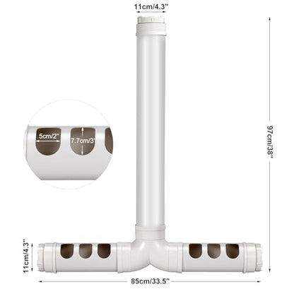 PVC Chicken Feeder No Waste 13lbs Automatic Poultry Chicken Coop Feeder 6 Feeding Port Gravity Poultry Feeding Trough for Ducks Turkeys Geese Quails Pigeon
