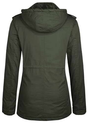 wantdo Women's Winter Coat Warm Anorak Parka Cotton Windproof Jacket with Removable Hood - color: Army Green, size: Medium