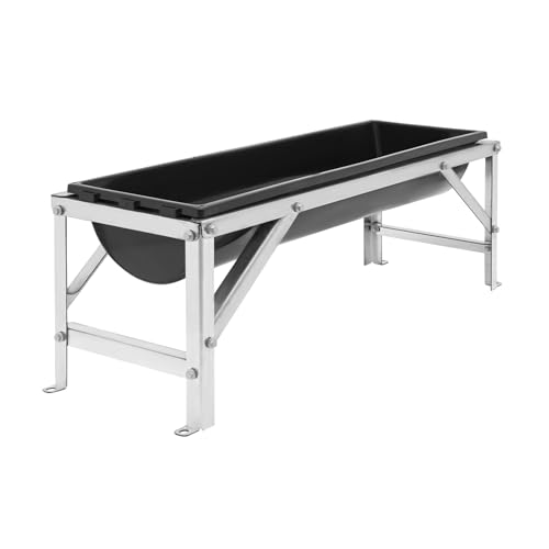 39.4" Long Feeding Trough, 9.3 Gal Livestock Trough Galvanized Sheet Feeder Trough for Horse Goat Sheep Cattle Cow Alpaca (Black) - color: Black