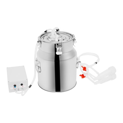 Cow Milking Machine, 2in1 Electric Automatic Cow Milker with Adjustable Vacuum Pump, 14L Milk Container, 2 Teat Cups, Goat Vacuum Pulsation Milker - size: 14 L
