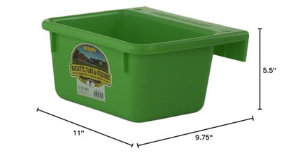 Little Giant® Plastic Mini Feeder | Fence Feeder | Goat Feeder | Durable & Mountable Bucket for Livestock | Made in USA | 6 Quart | Lime Green