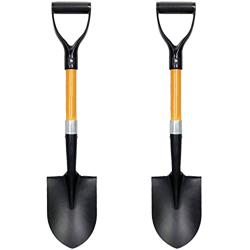 AshmanOnline Medium Round Shovel 2 Pack, 27 Inches, Durable Handle, Comfortable Grip, Multipurpose Premium Round Point Blade - size: 2 Pack, style: Small Digging Shovel
