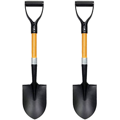 AshmanOnline Medium Round Shovel 2 Pack, 27 Inches, Durable Handle, Comfortable Grip, Multipurpose Premium Round Point Blade - size: 2 Pack, style: Small Digging Shovel