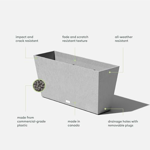 Veradek Midori Long Trough Planter (Light Grey, 31 inch - 2 Pack with 2 Saucer Trays) - color: Gray, size: 31 inch - 2 pack with saucers