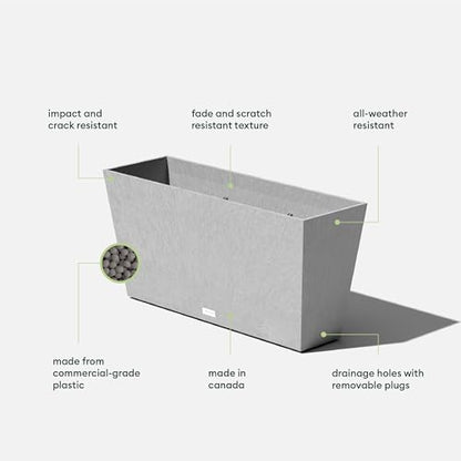 Veradek Midori Long Trough Planter (Light Grey, 31 inch - 2 Pack with 2 Saucer Trays) - color: Gray, size: 31 inch - 2 pack with saucers