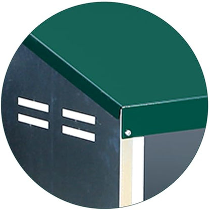 TrailBlaze Green Metal Chicken Nesting Box with Bracket Legs – 6 Compartments, Pull-Out Tray, Roll-Away Design, Lid Cover for Protection, Poultry Equipment – (Green with Bracket Legs, 6 Compartment
