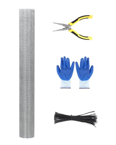 48inch x 50ft Hardware Cloth 1/4 inch Chicken Wire Fencing 23Ga, Hot Dipped Galvanized After Welding Garden Plant Supports Welded Metal Chicken Wire Fence, Poultry Animal Netting Cage Screen - size: 1/4" x 1/4" 23GA 4'×50'