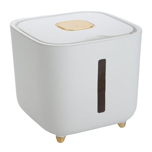 Grain Hopper - High Volume Sealed Provision Bin With Cover, Food Preservation Holder, Large Household Supply Vault, Animal Feed Reservoir, Clear Level Display | for Home Cupboard Pet Feeding Managemen - color: Transparent gray