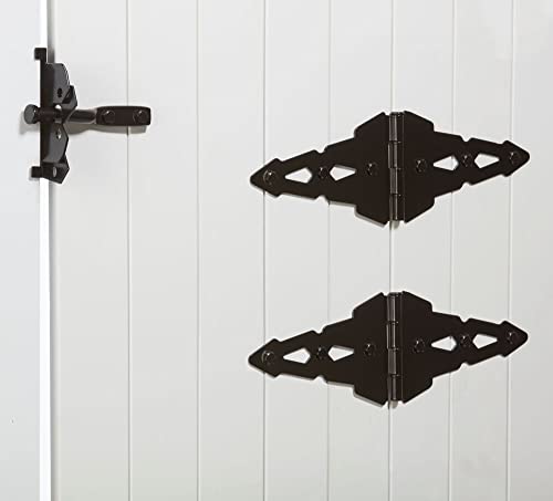 National Hardware N109-306 V8420 Deluxe Heavy Duty Gate Kit with Strap Hinges and Latch - 2-Pack Hinges, Gate Hardware Kit for Fence Gates and Shed Doors, Black - size: (Pack of 1)
