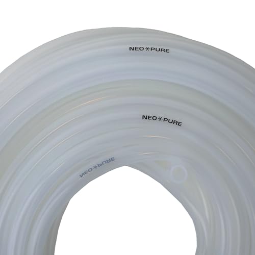 Neo-Pure Silicone Tubing – Clear Food-Grade Flexible Tube for Beverage, Dairy, and Food Processing Applications, Temperature Resistant, Non-Toxic, 1/8 Inch ID x 5/16 Inch OD, 100FT. Roll