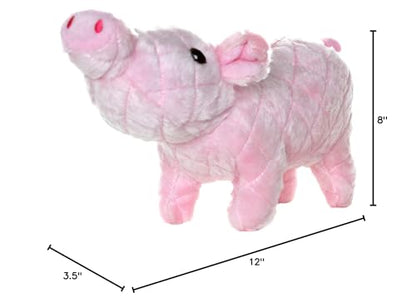 MIGHTY Tuffy Farm Animal: Piglet Ultra Durable Plush Dog Toy | Multiple Layers & Reinforced Seams , Washable and Floats , Mighty® Construction - color: Pink Piglet