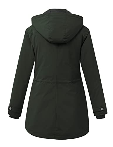 WenVen Women's Waterproof Winter Coats Warm Thicken Puffer Jackets with Detachable Hood - color: Army Green, size: XX-Large